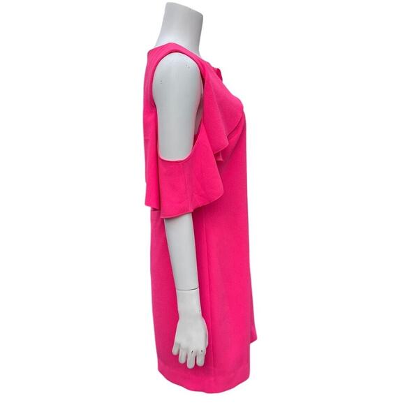 Trina Turk Pink Cold Shoulder Ruffle Shift dress Womens size 8 - Picture 3 of 13